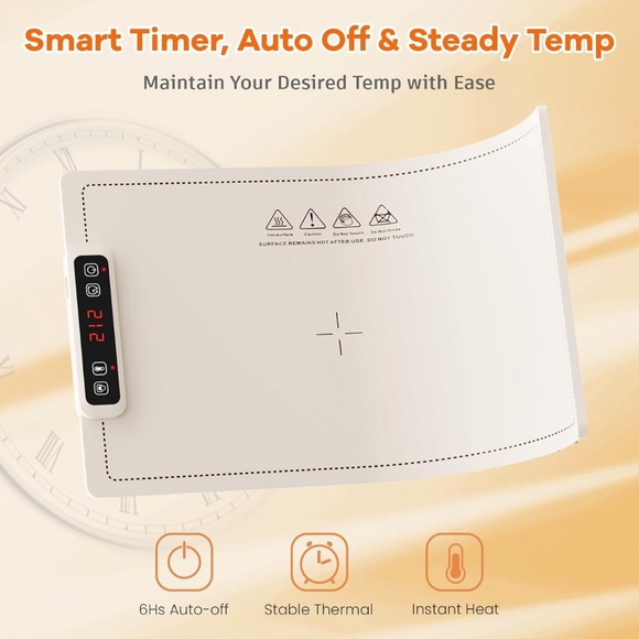 Portable Electric Heating Pad for Food 5 Temp Levels- Auto Shut Off - Picture 3 of 4